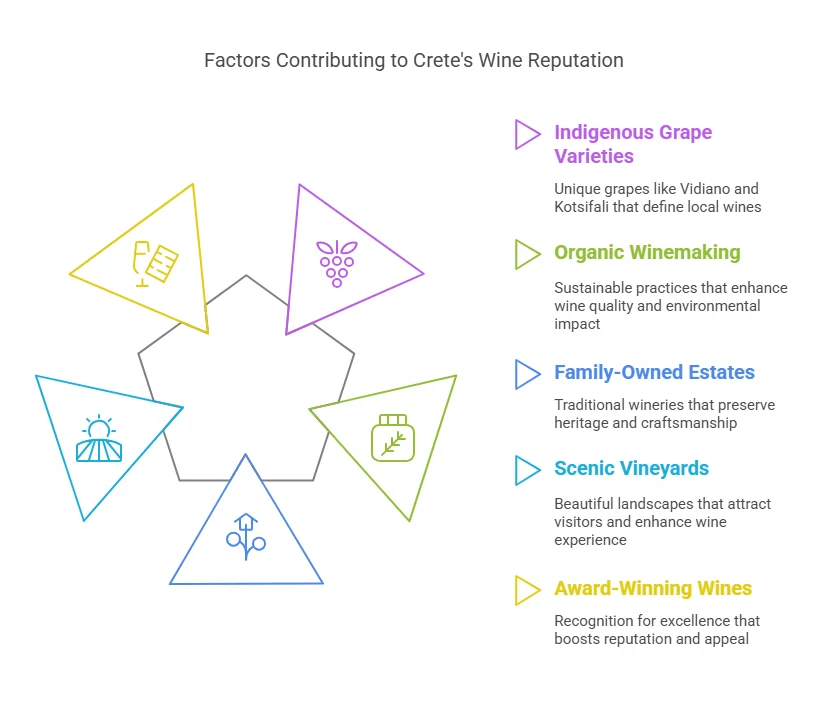 Factors showing Crete's Wine Reputation; while exploring things to do in Crete, Greece