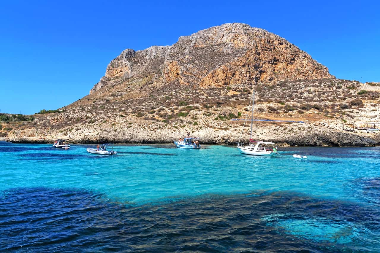 Favignana, the largest of the Aegadian Italian Islands off the coast of Sicily