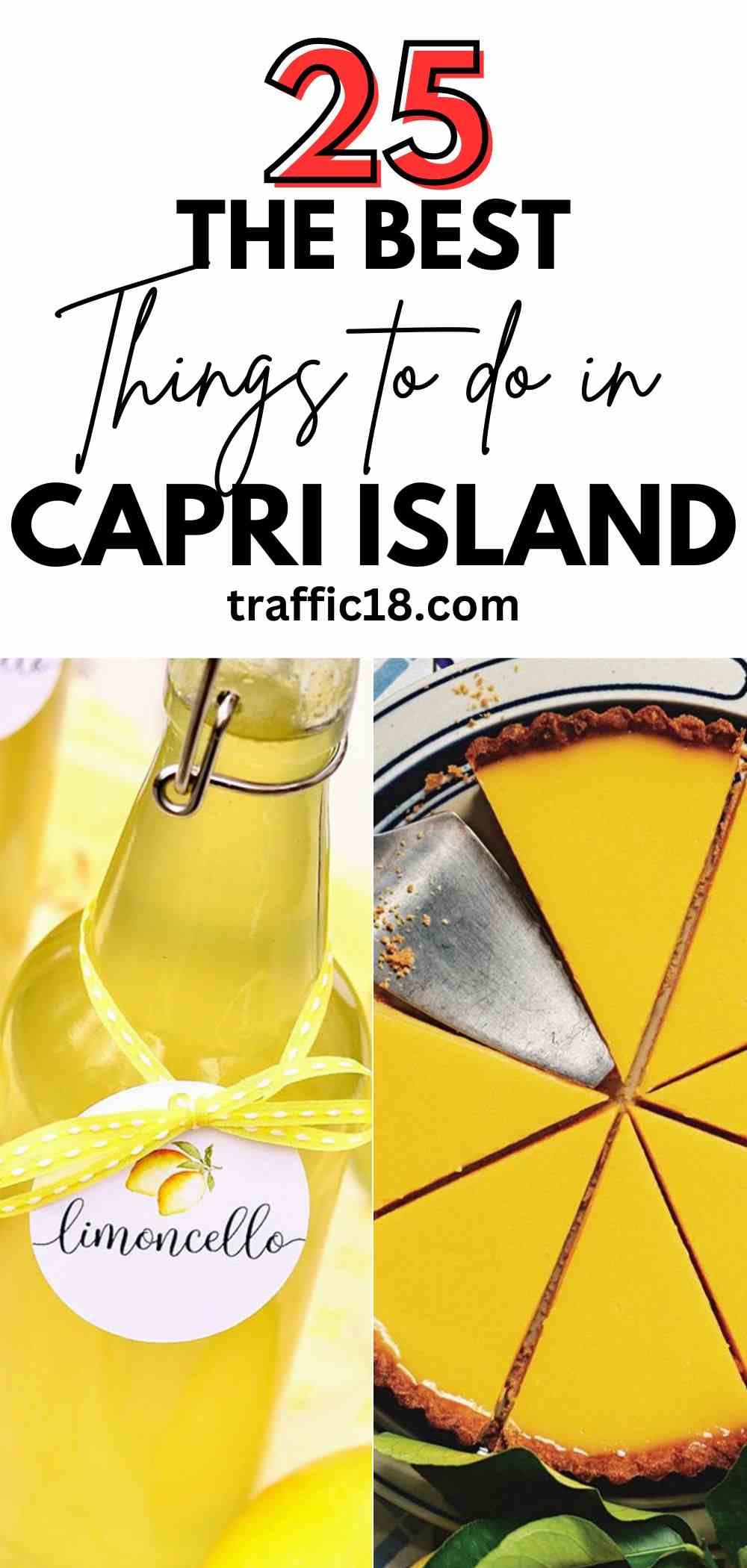 Collage of Limoncello and lemon cake; sharing the Best Things to do in Capri Island