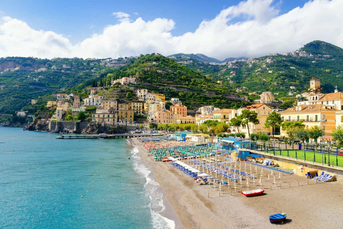 Minori beach, Amalfi Coast on an early summer day