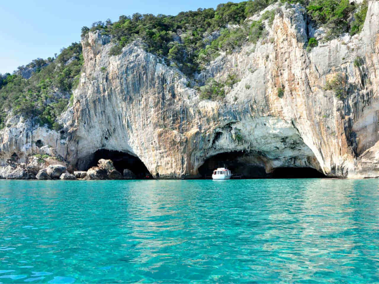 Grotto del Bue Marino (Cave of the Sea Ox) at Cala Gonone beach Sardinia Italy