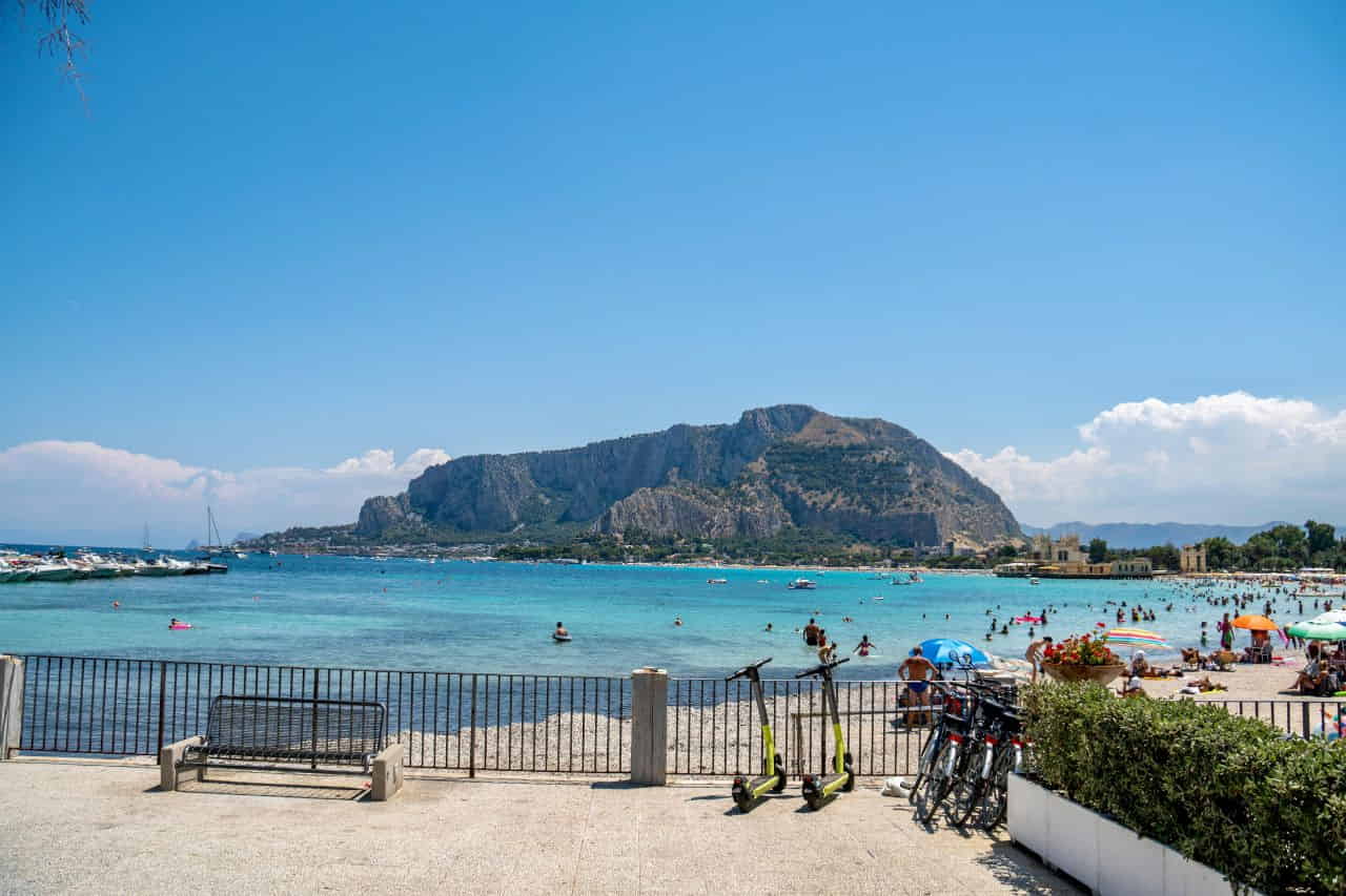 Stunning view of Mondello Beach Sicily 