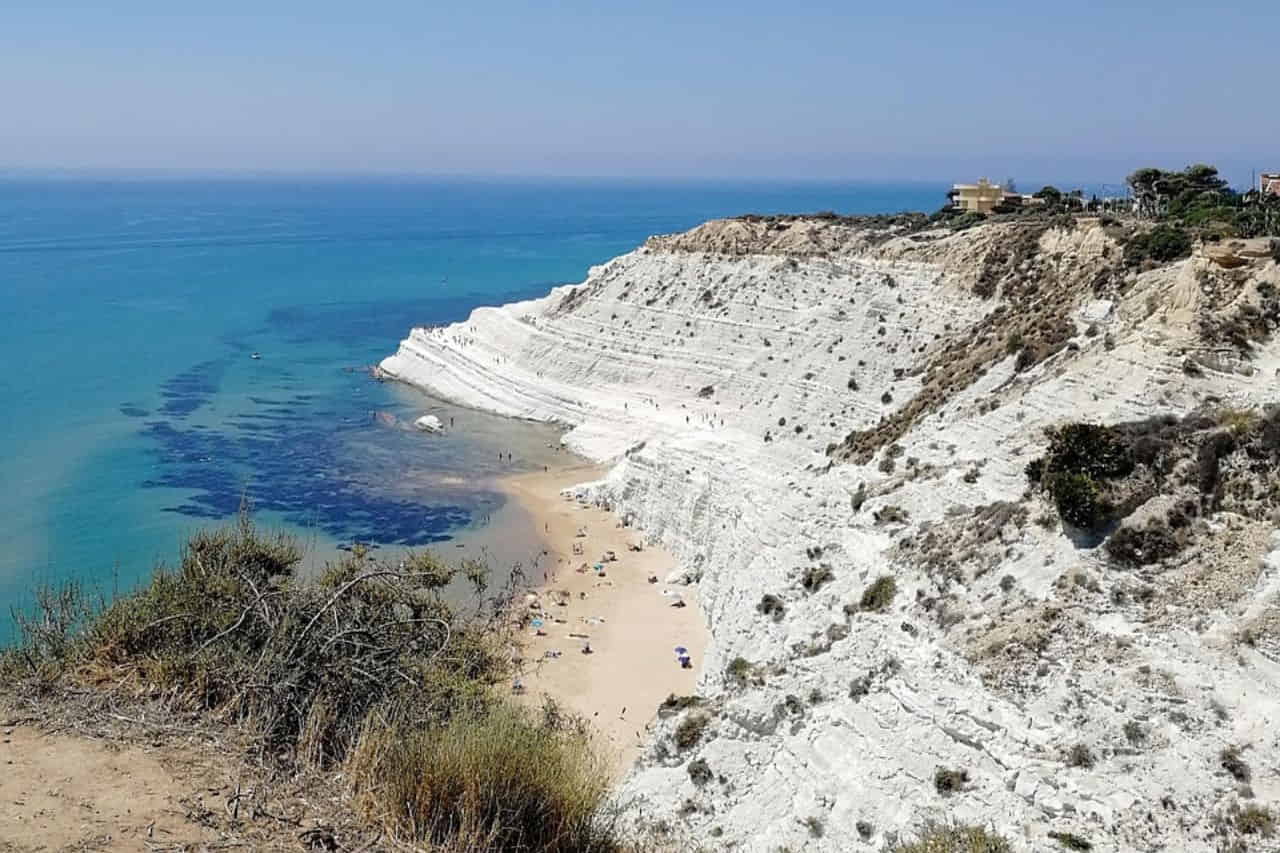 Aerial view of Scala dei Turchi Beach aka Turkish Steps