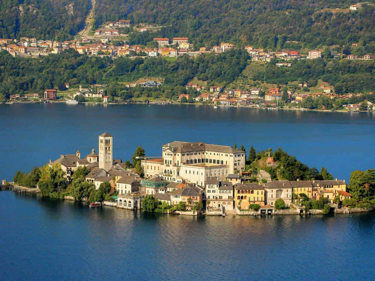 View of Orta San Giulio on One of The Best Italian Lakes named Lake Orta