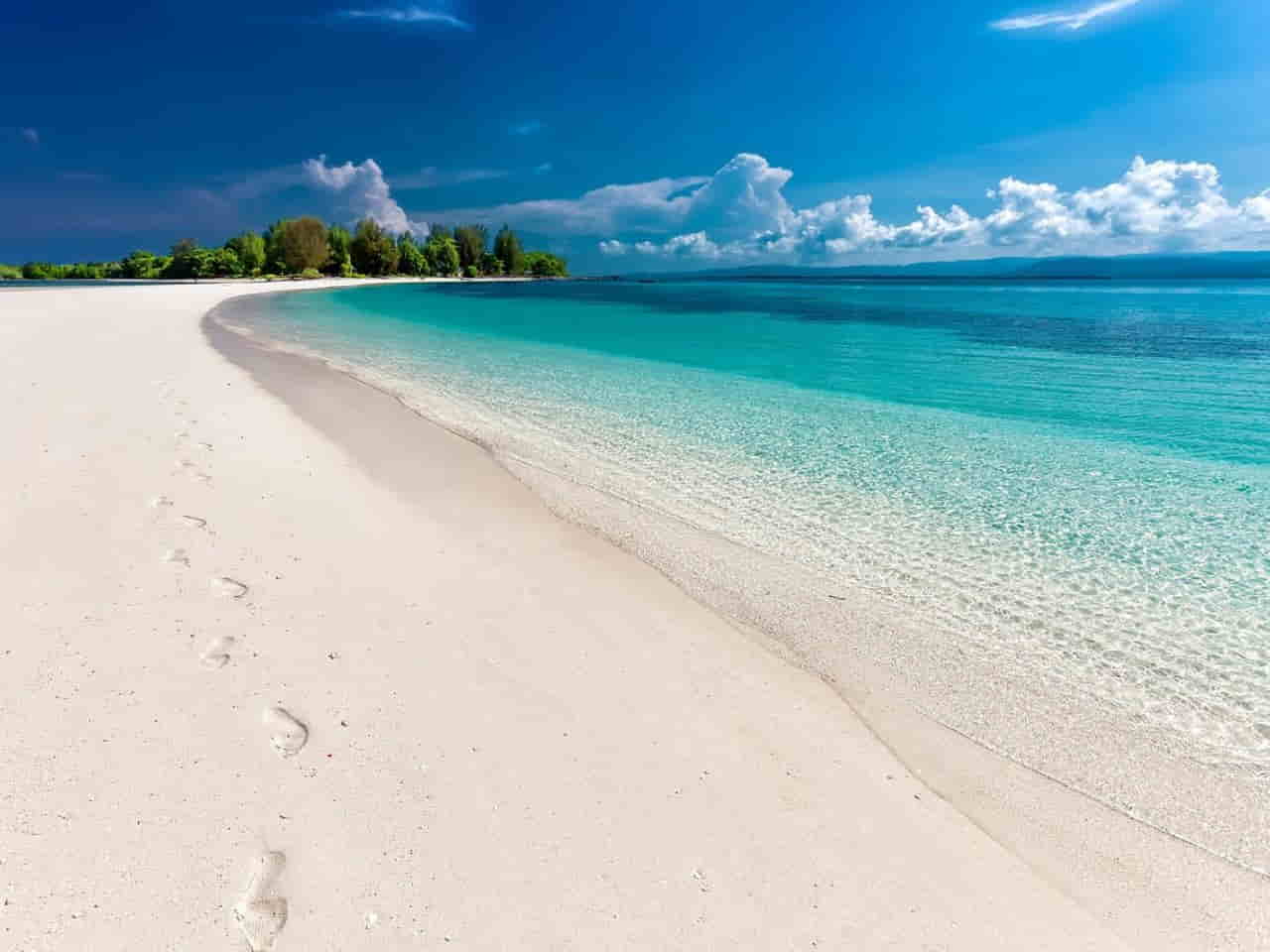 Sand beach of Dodola, Morotai Island Indonesia