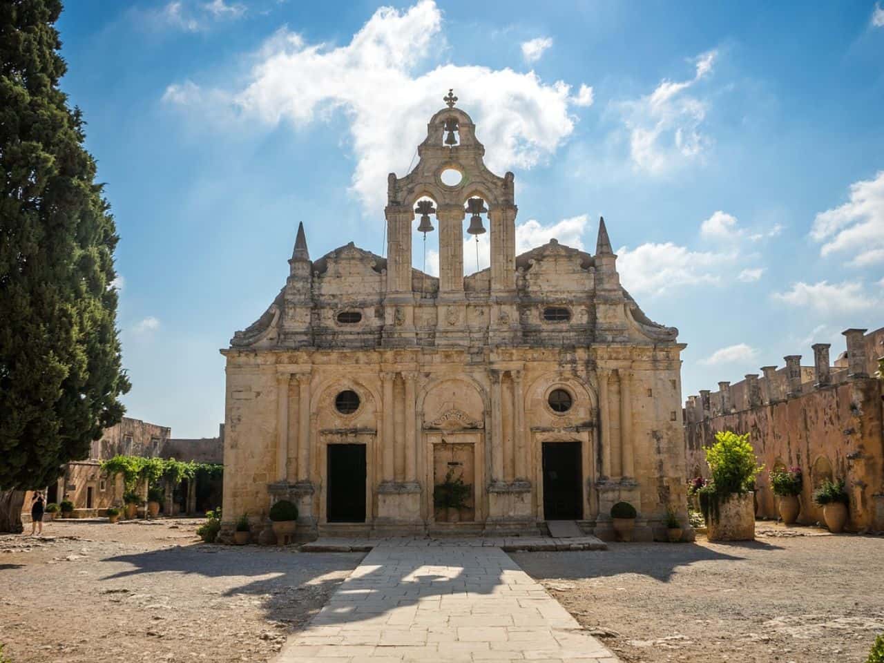 Front view of Akardi Monastery Crete Greece