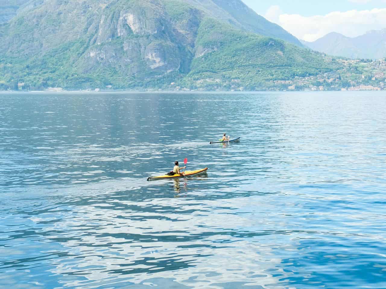 Children kayaking in Lake Como