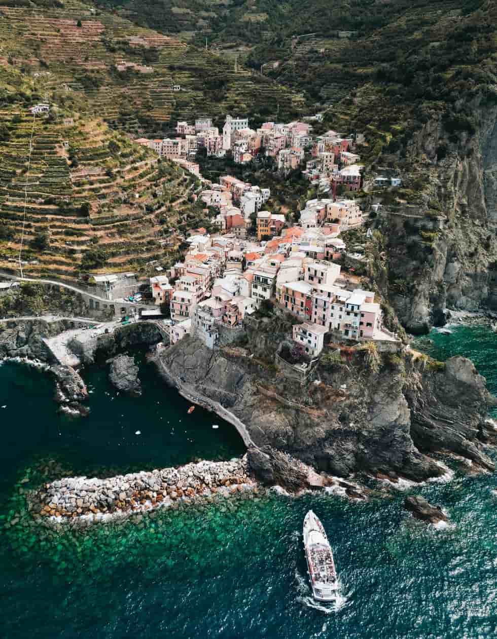 Aerial view of Manarola Village Cinque Terre Italy