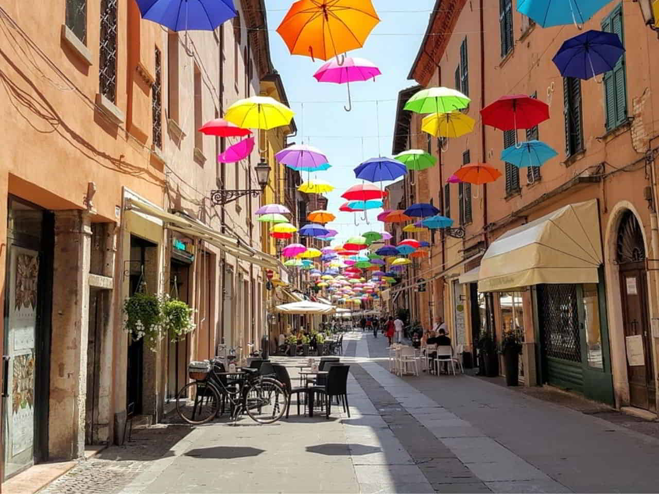 Beautiful street of Ferrara Italy