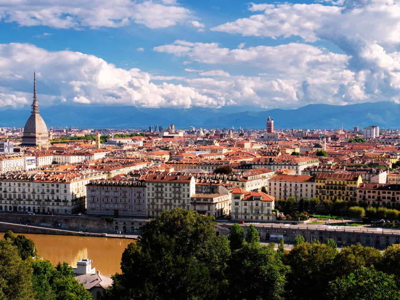 aerial view of Turin Italy