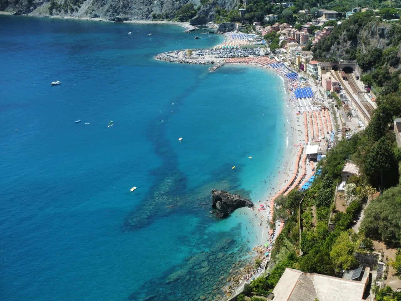 Aerial view of Monterosso al Mare Beach