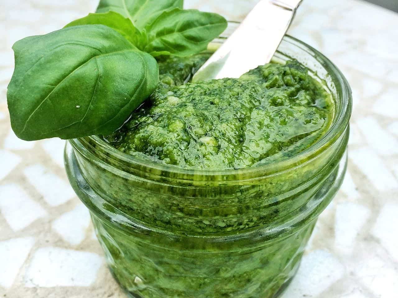 Pesto Sauce in a glass jar