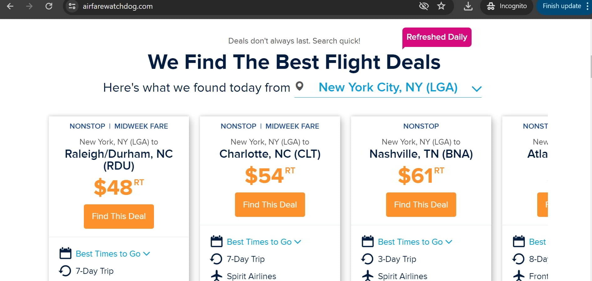 Incognito search tab showing how to find Cheap Flights to Anywhere Sheet