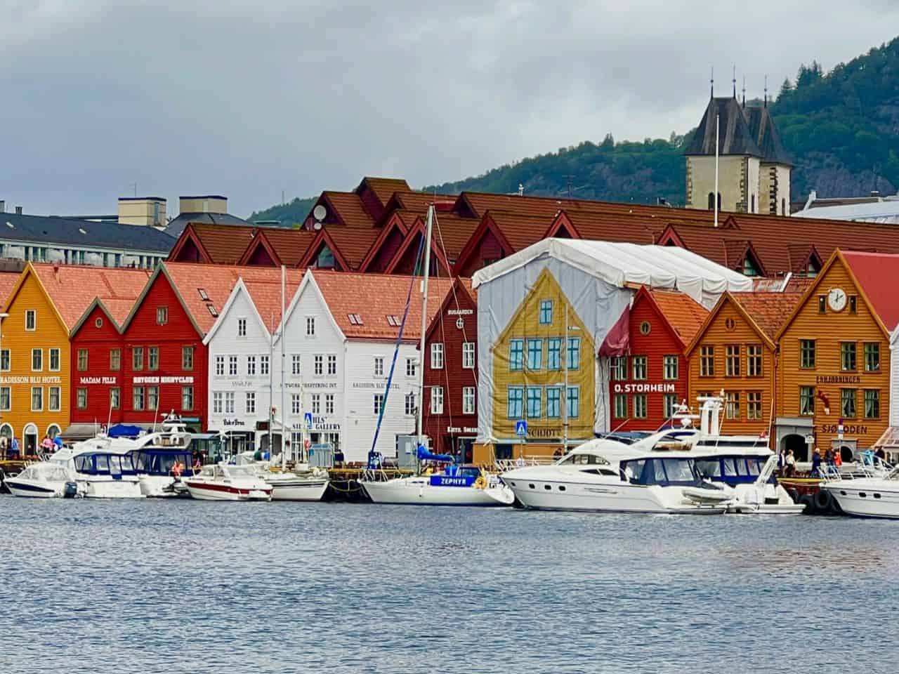 Romantic destination view of Bergen Norway