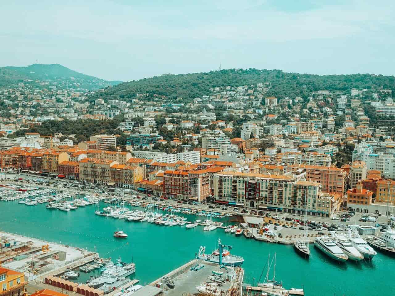 aerial view of romantic European city Nice France