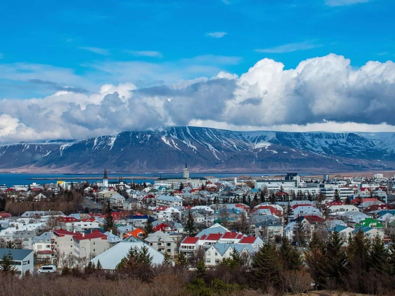 beautiful romantic view of Europe's Reykjavik city of Iceland