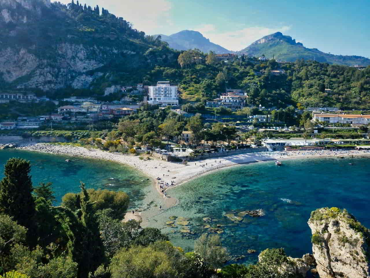 beach view of Taormina Italy 