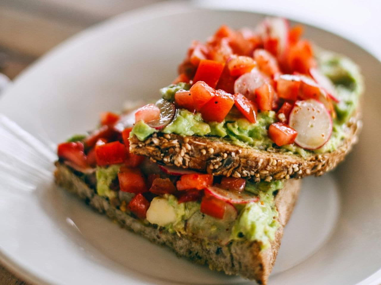 View of delicious bruschetta plate