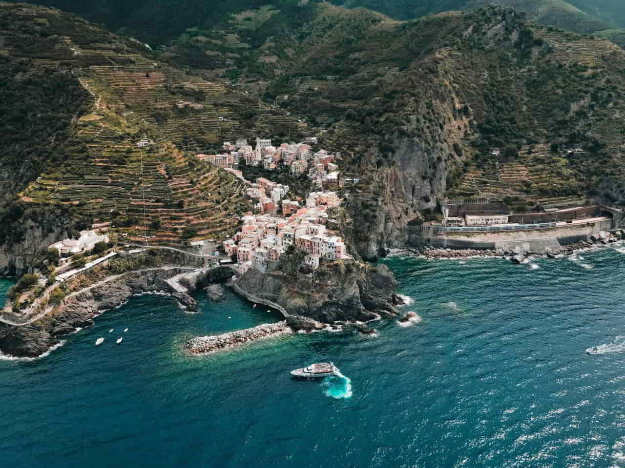 Aerial view of Manarola Village of Cinque Terre