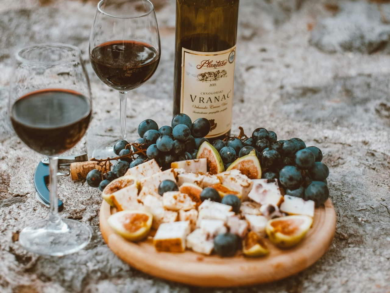 Cheese and Charcuterie Platter with two glass of Wine