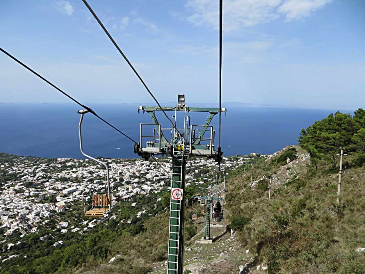 Monte Solaro Chairlift view over Capri Island Italy