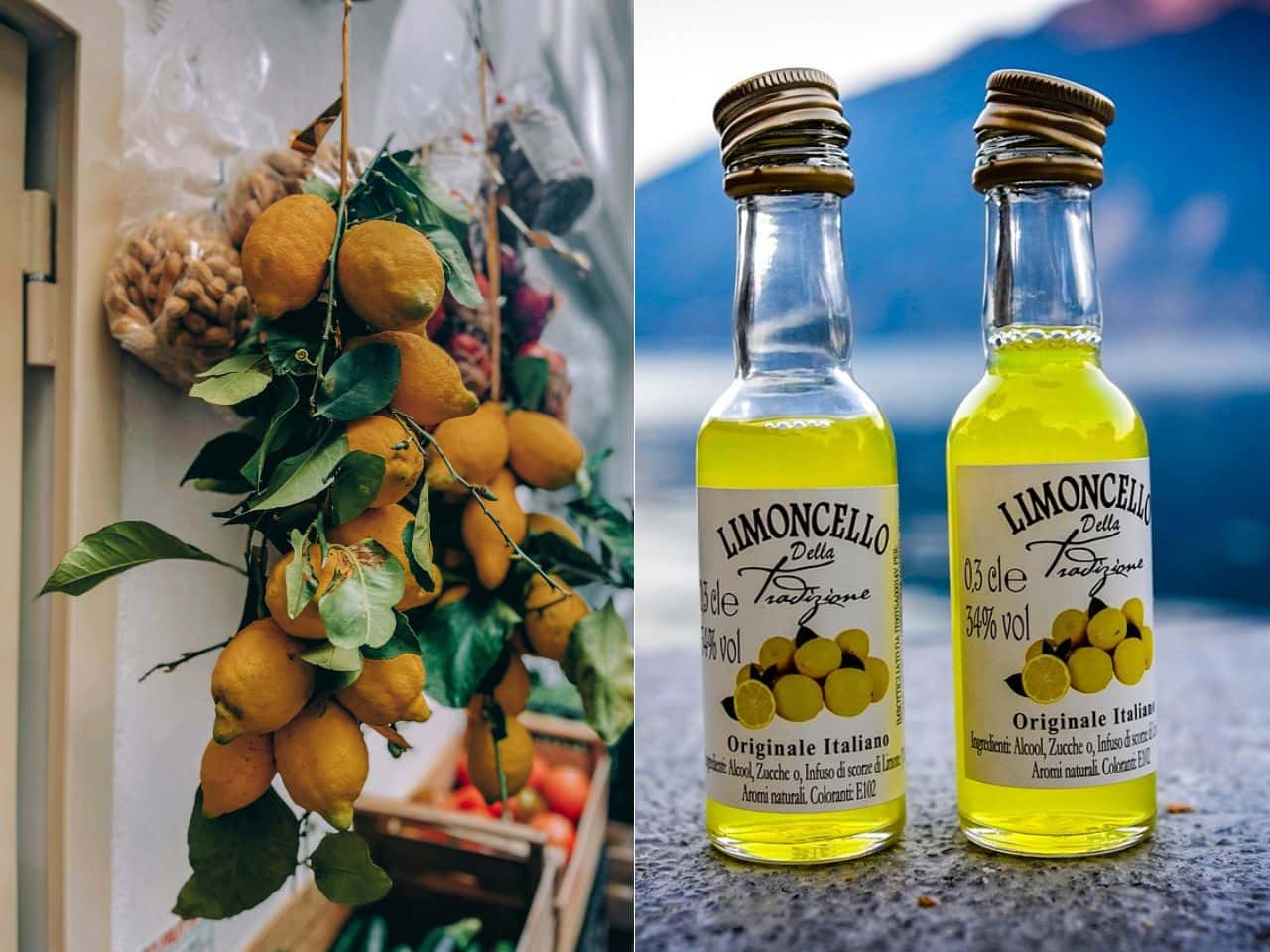 Collage of Caprese Lemons and Limoncello