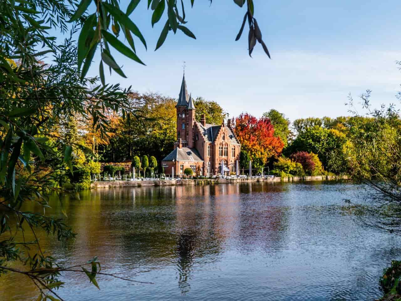 Stunning view of Minnewater Lake in Bruges
