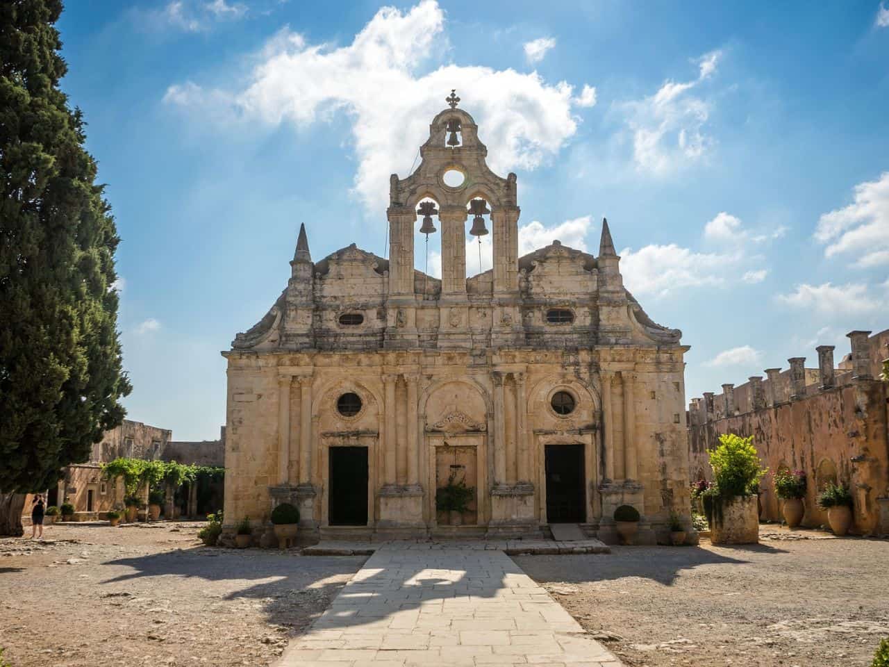 the historic Arkadi Monastery (also known as the Sacred Monastery of Arkadi) located on the island of Crete, Greece.