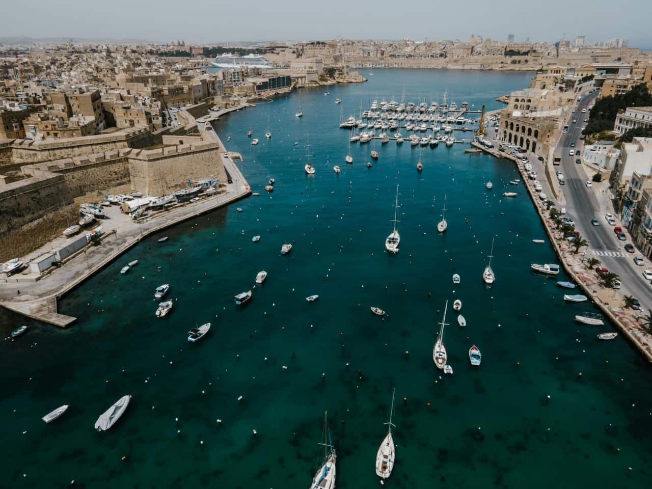 an aerial view of Valletta, the capital city of Malta