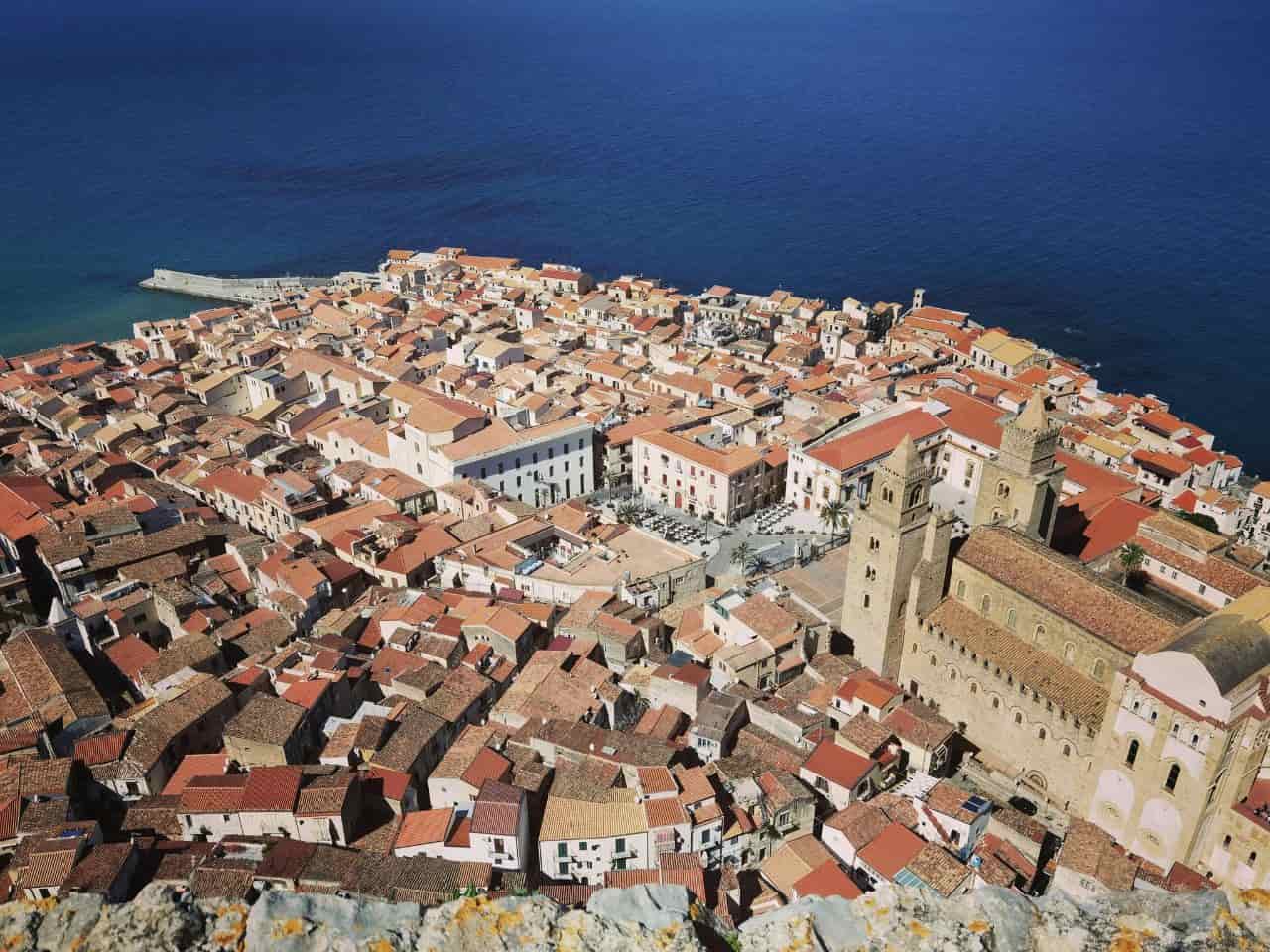 Aerial view of Cefalu Sicily 