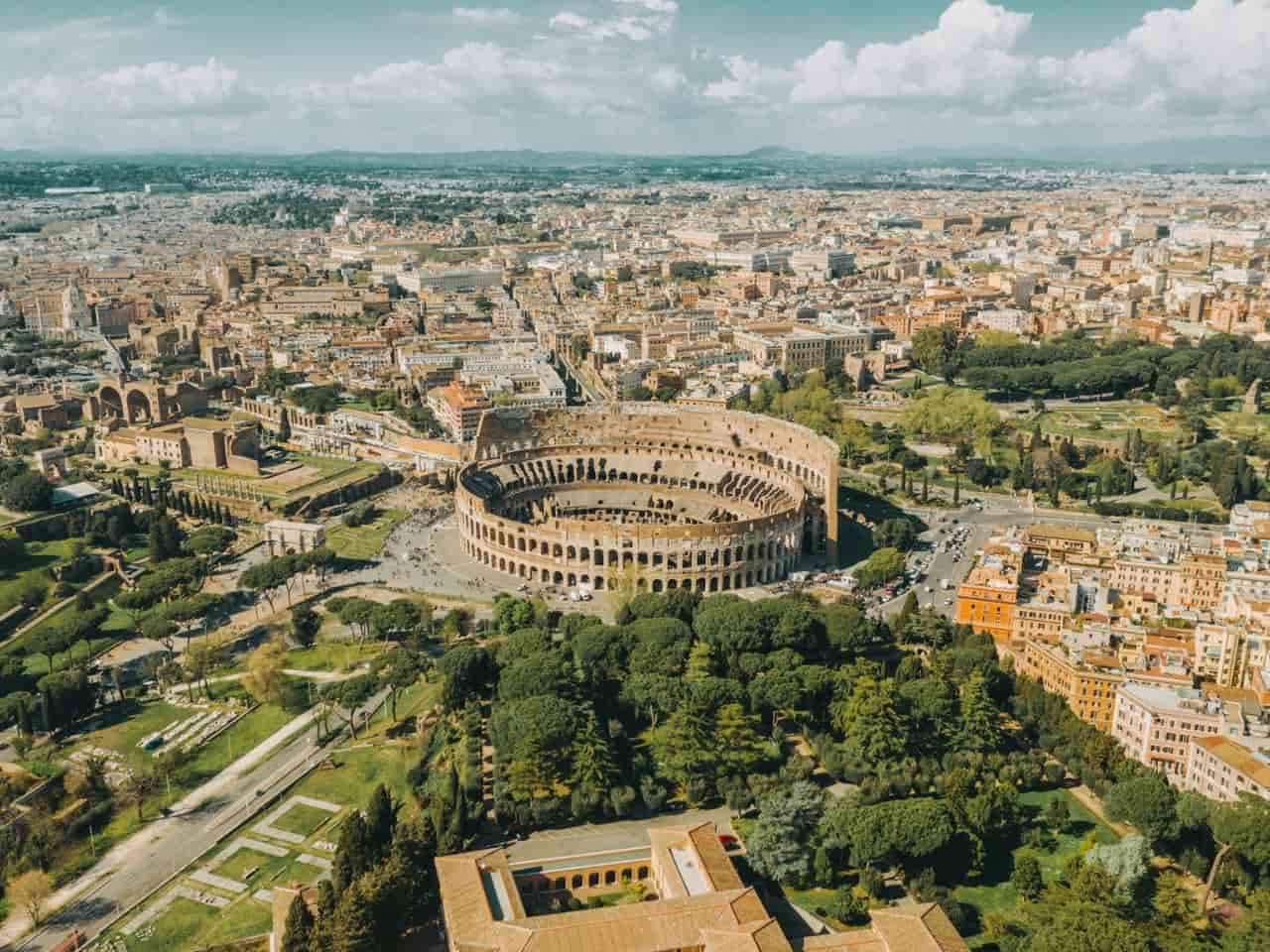 an aerial view of Colosseum in Rome Italy