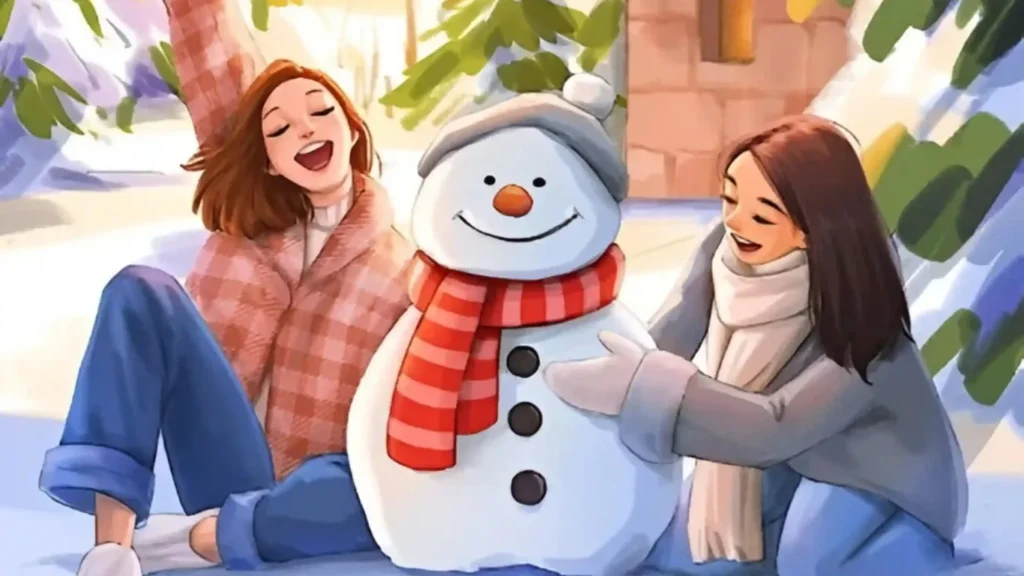 Two women in a happy mood making a snow man describes the image as how we all should follow Self Care Guide