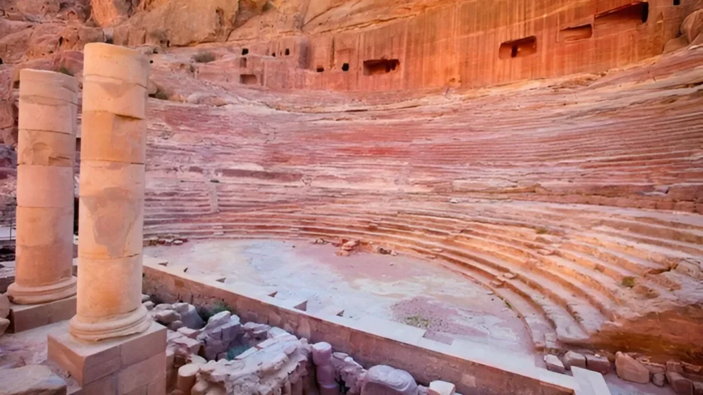 Things to do visiting Petra Jordan: View of ancient amphitheater in Petra city, Jordan