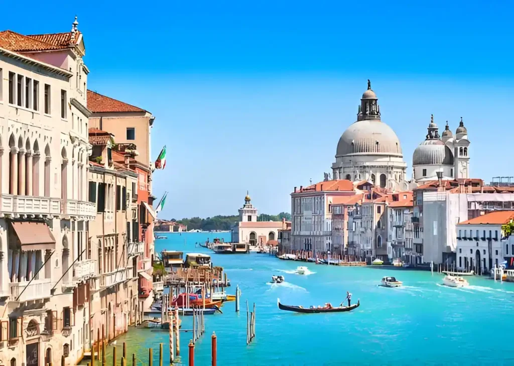 View of the famous Canal Grande and Basilica di Santa Maria della Salute in Venice, Italy which is one of the most romantic places in the world for proposal