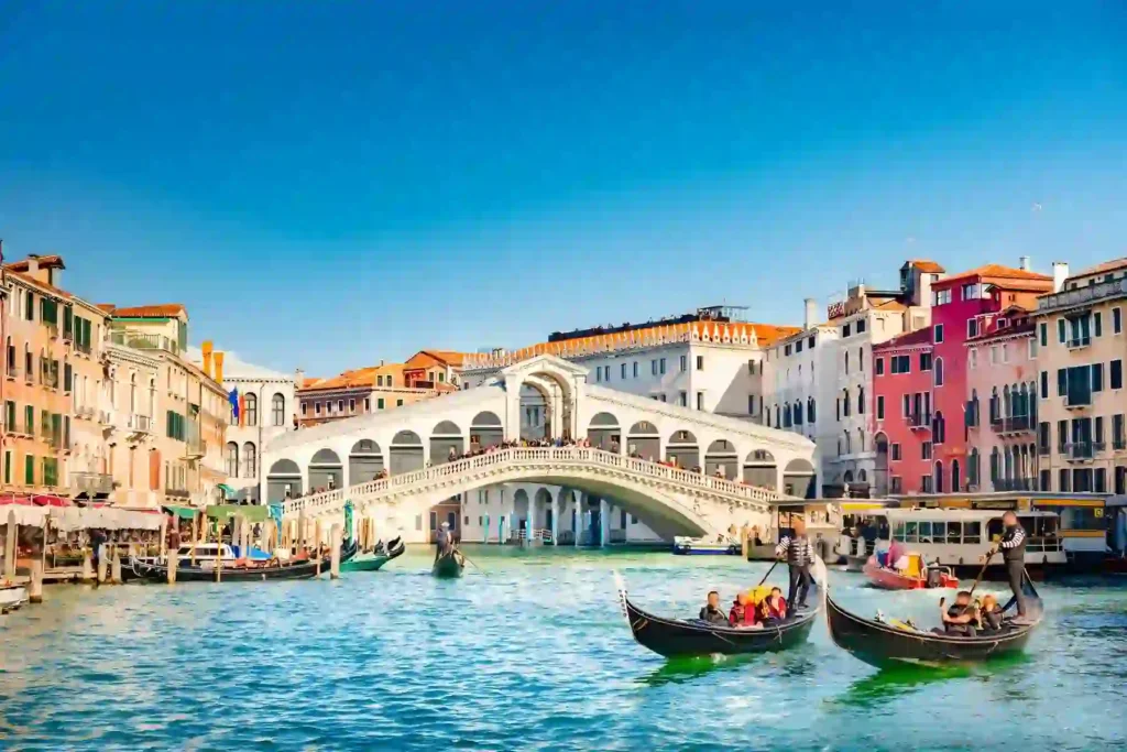 Stunning view of the famous gondola ride in Venice; one of the most romantic places in the world for proposal