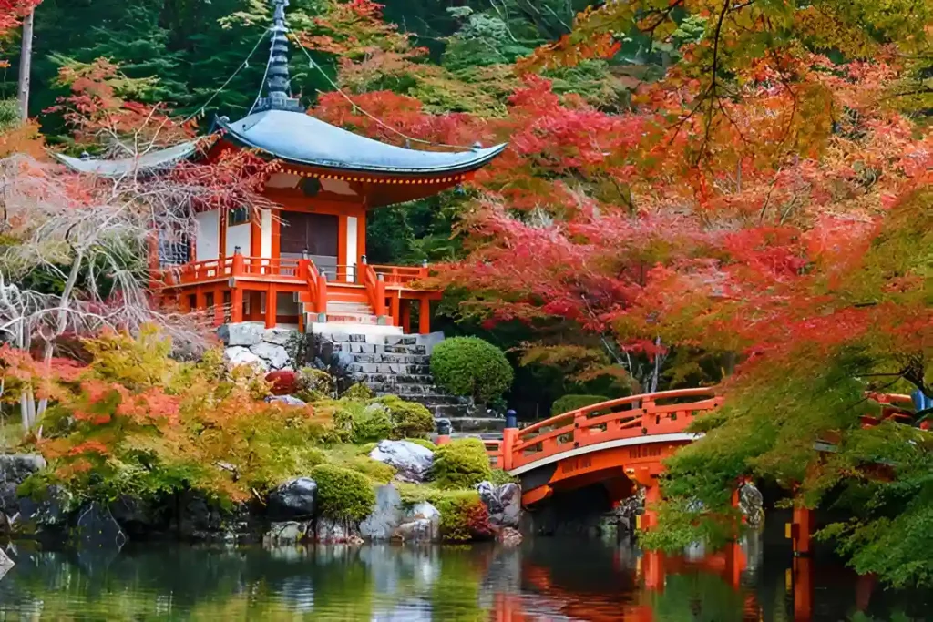 Kyoto, Japan at Daigo-ji Temple in autumn; one of the most romantic places in the world for couples