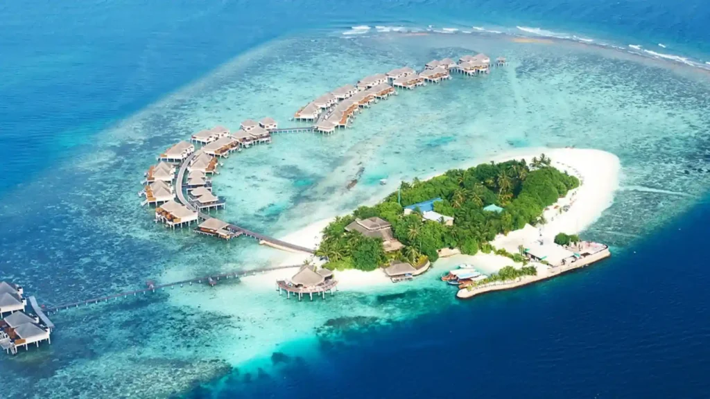 Stunning aerial view of the Lakshadweep island, India which is one of the most romantic places in the world for couples