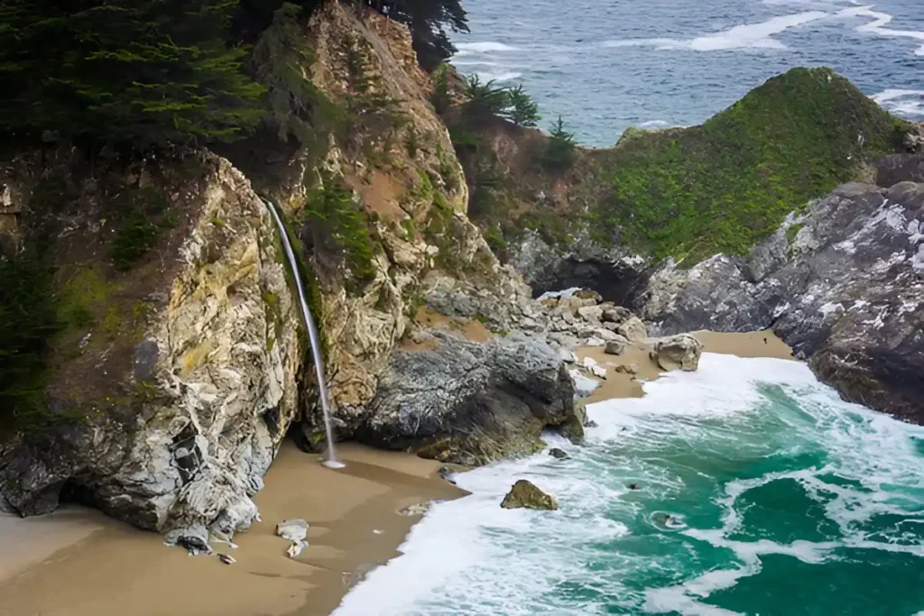 View of McWay Falls, at Julia Pfeiffer Burns State Park, Big Sur, California. one of the most romantic places in the world to propose