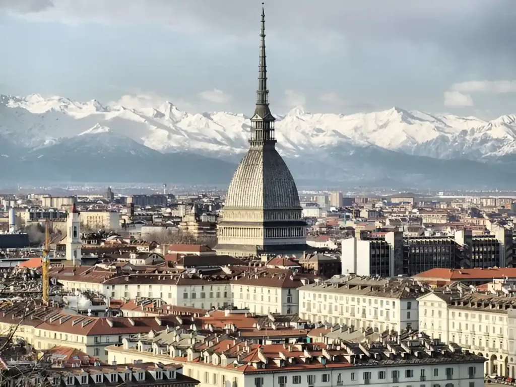 Stunning view of Turin skyline; best cities to visit in Italy for the first time