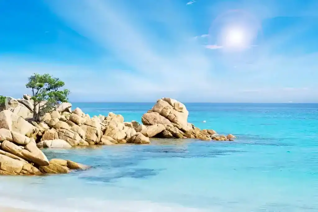 View of Spiaggia Capriccioli Beach in a bright day is one of the Best Beaches in Sardinia