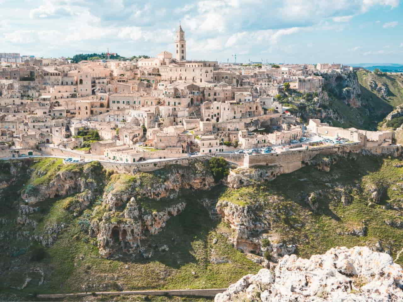 Beautiful view of Stone city Matera Italy 