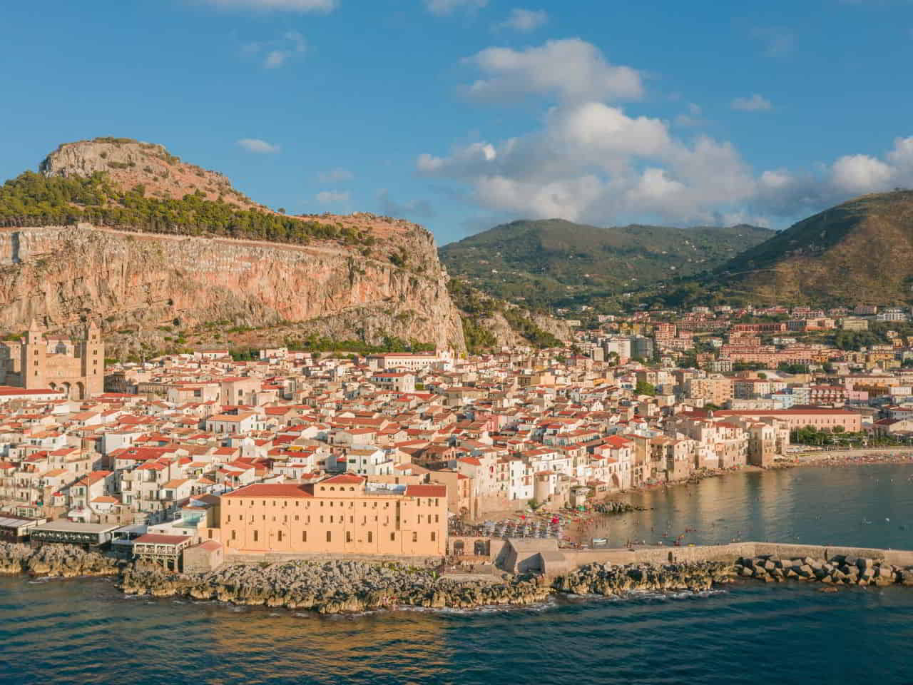 View of Cefalu city in Sicily Italy 