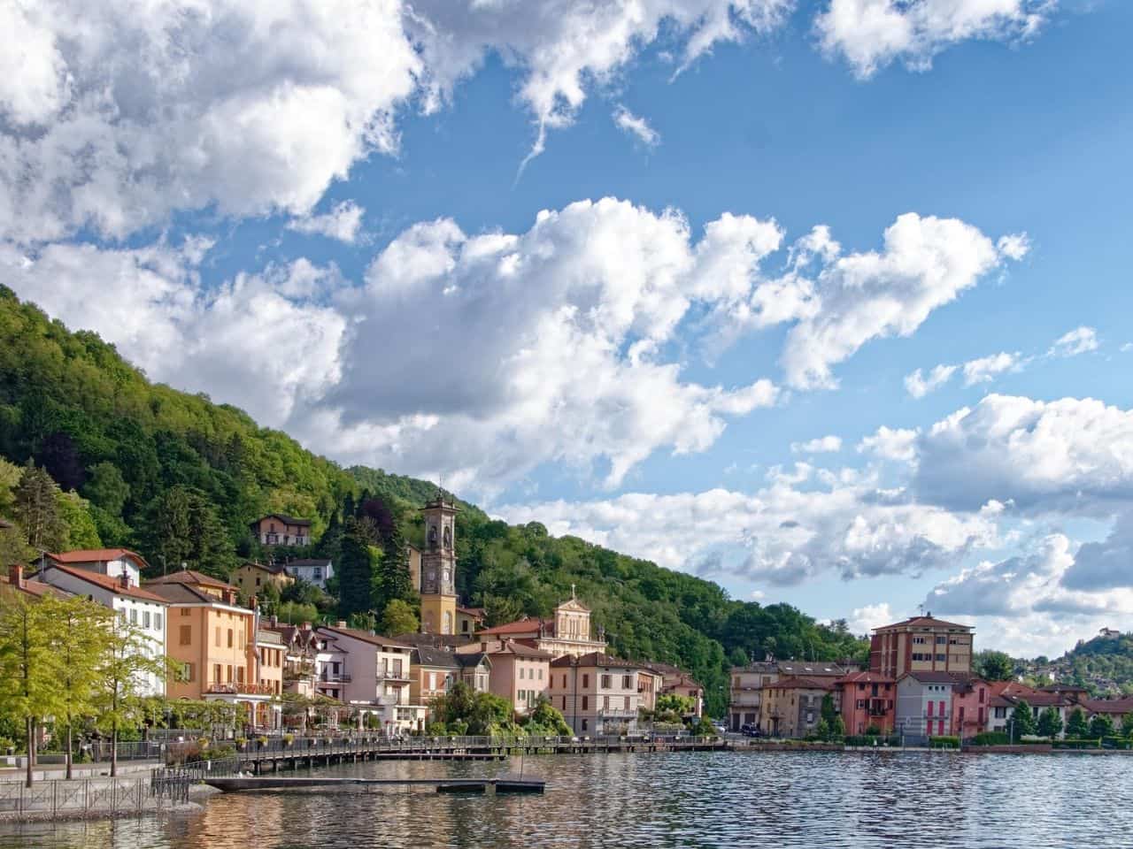 Front view of Lake Lugano of Italy