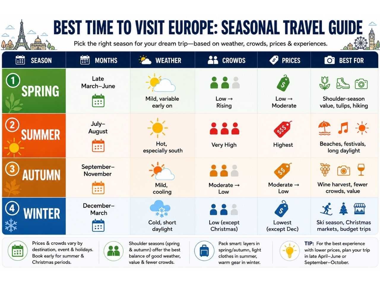Best Time to Visit Europe Travel Infographic