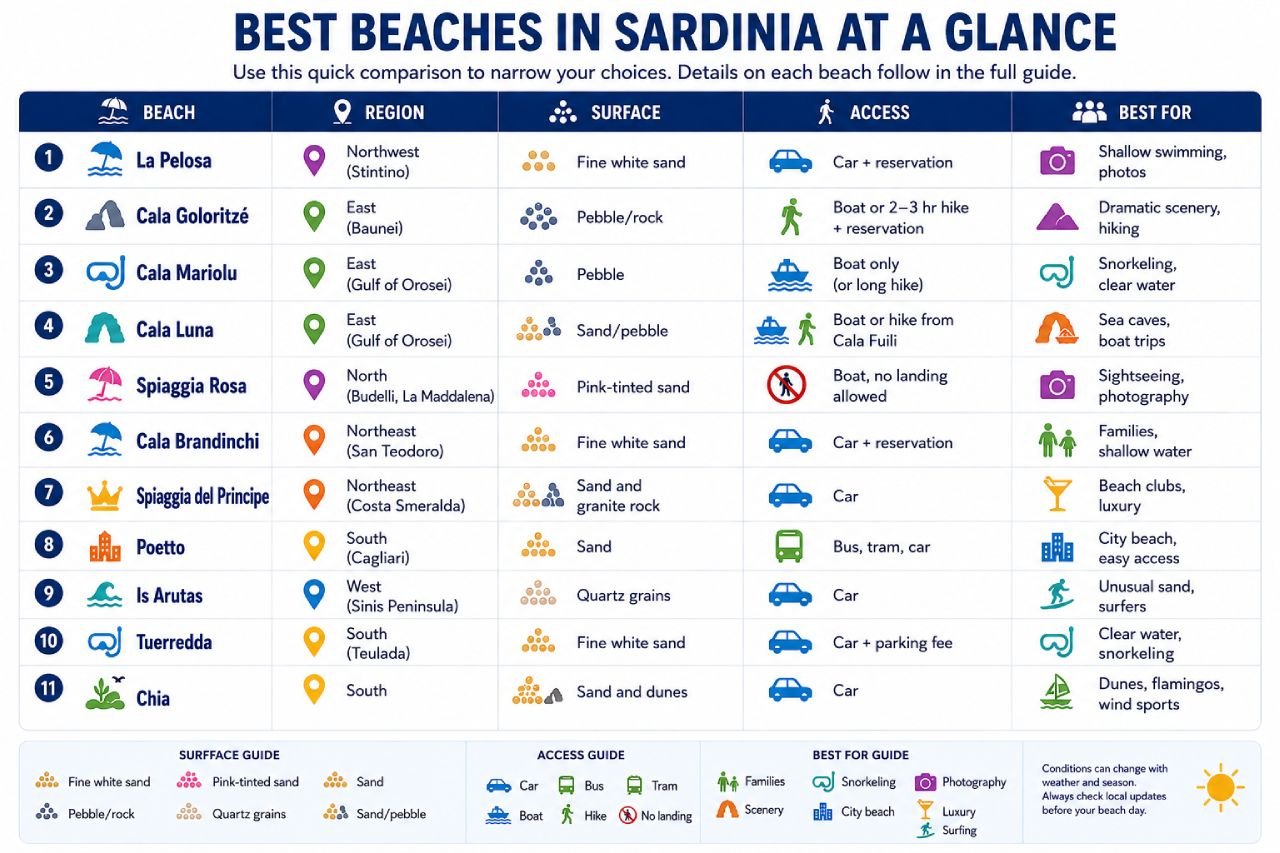 Sardinia’s Best Beaches at a Glance