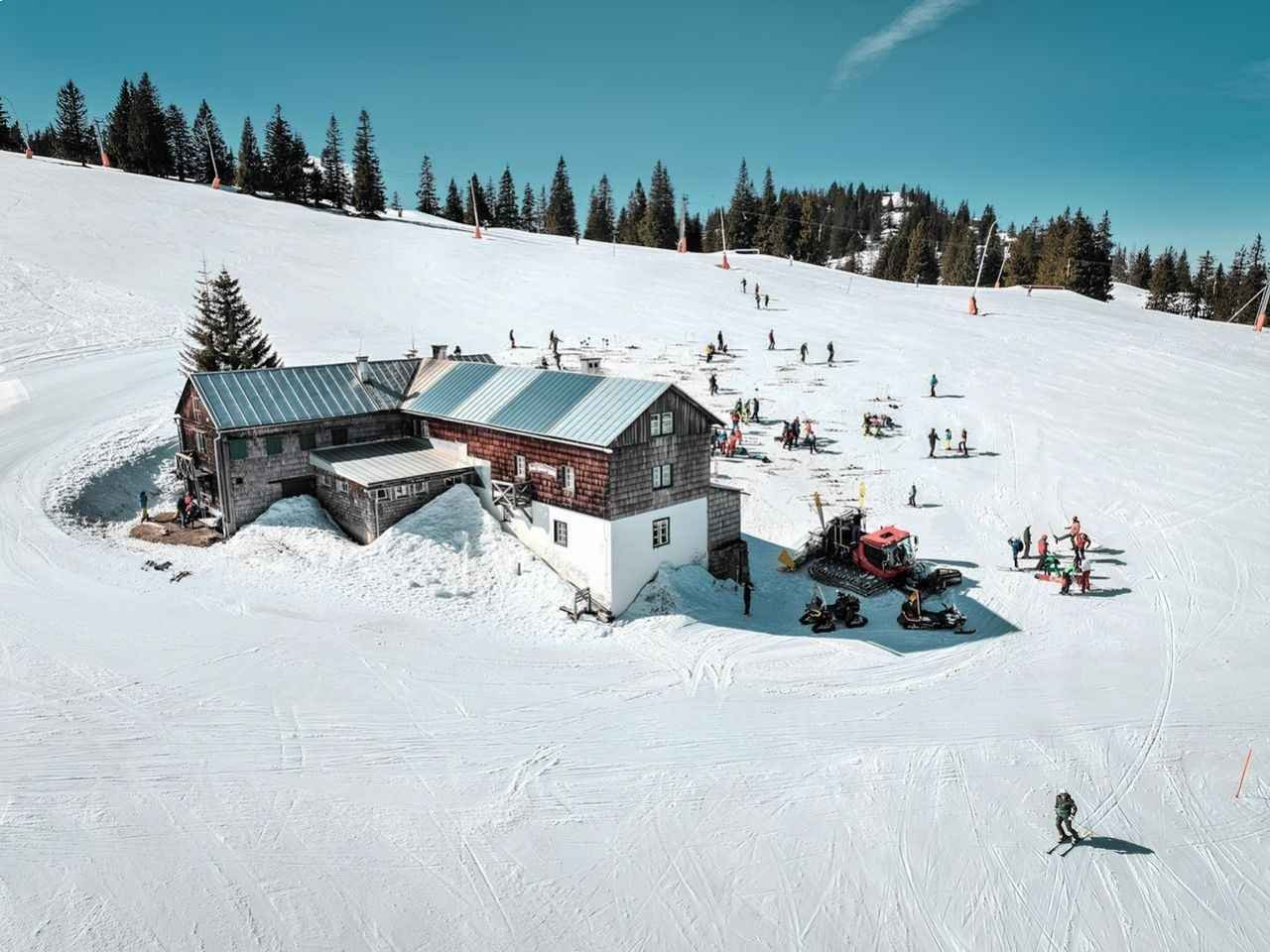 Winter scene at a ski resort in Hinterstoder, Austria Europe