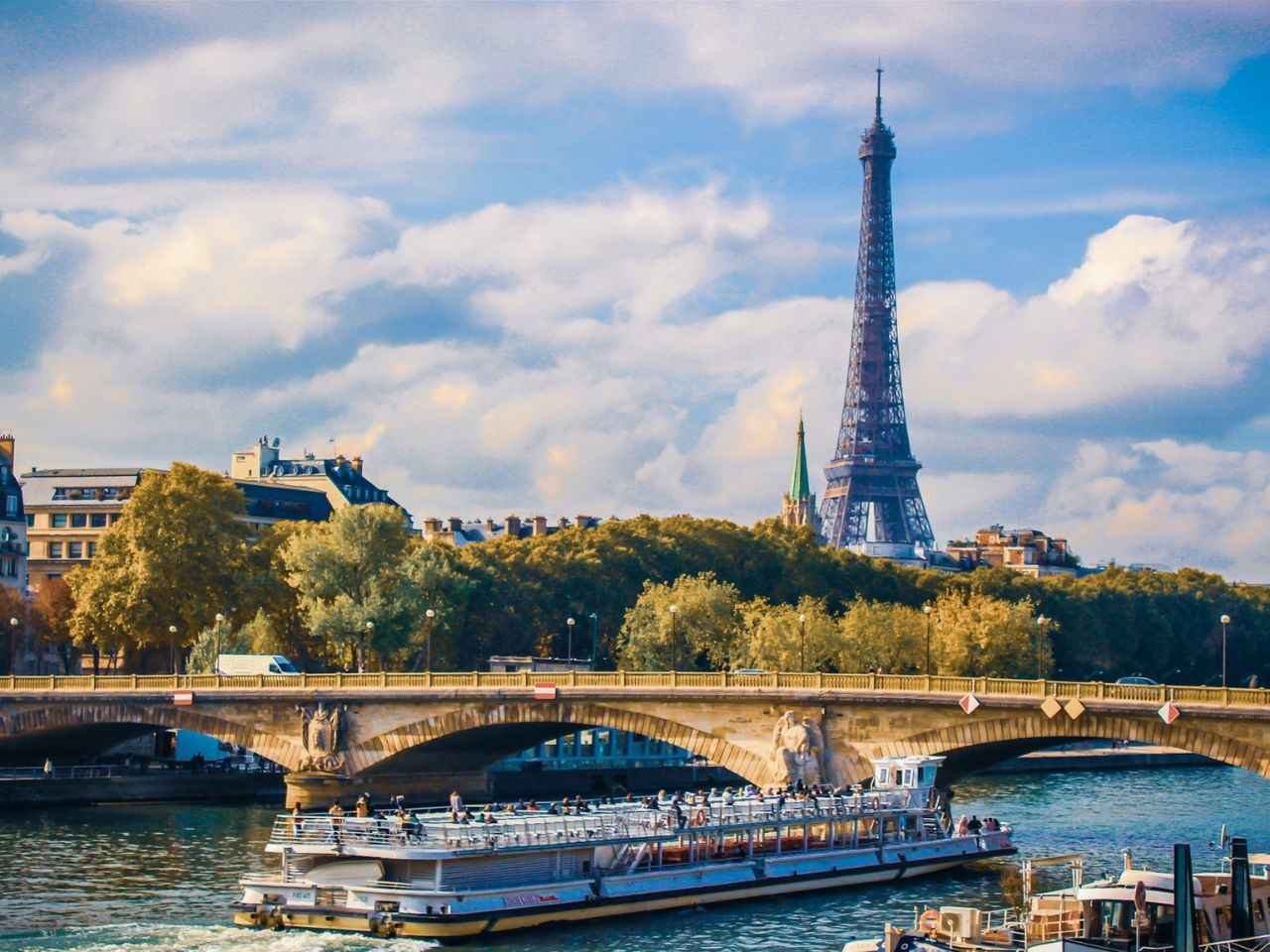 summer day view of Eiffel Tower, Paris