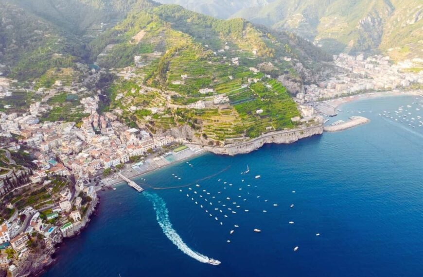 aerial view of the Amalfi Coast Italy