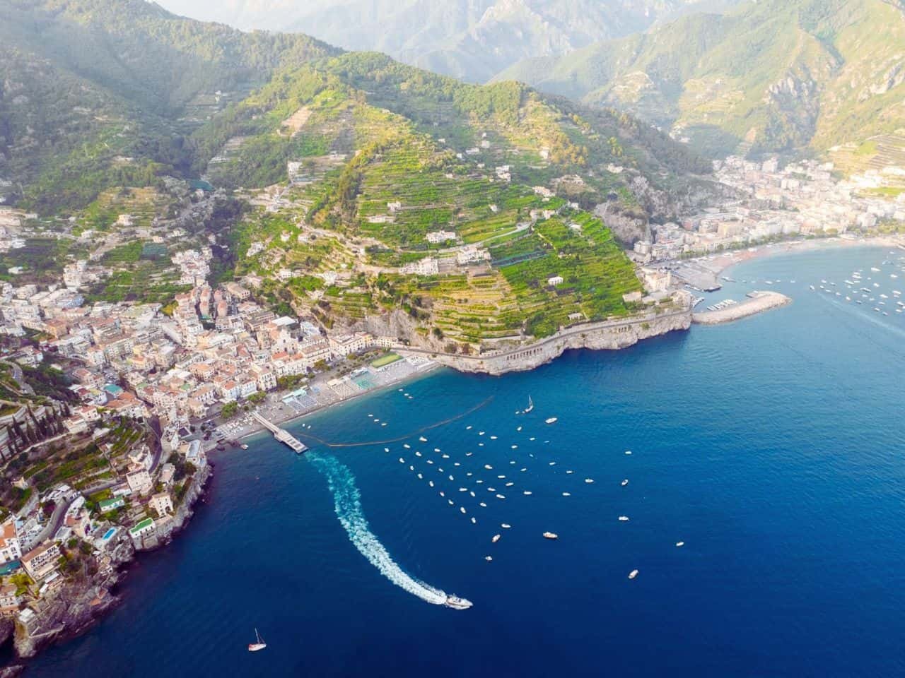 aerial view of the Amalfi Coast Italy