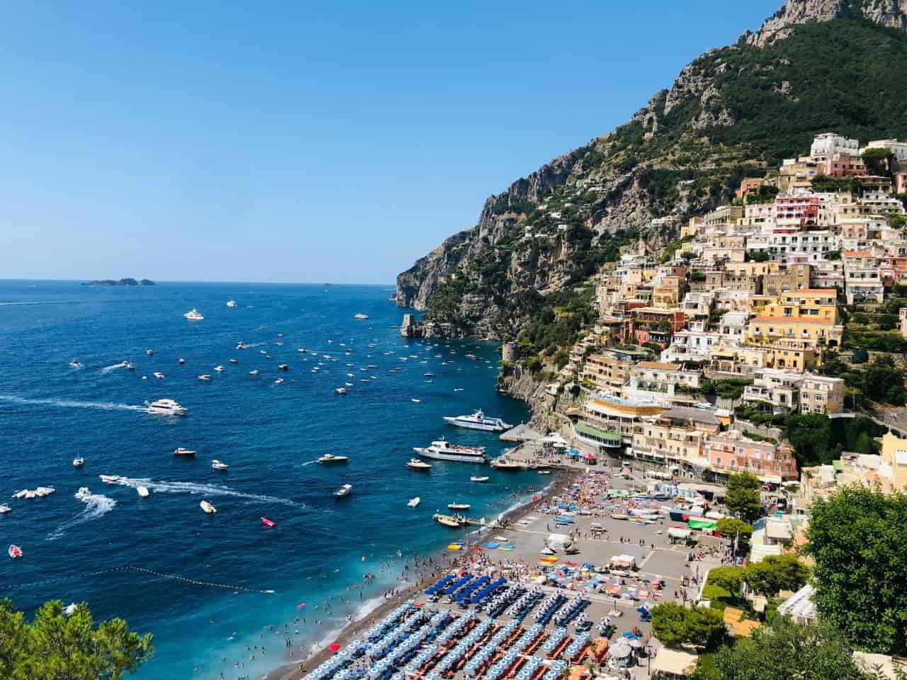 stunning cliffside view of Positano village on the Amalfi Coast